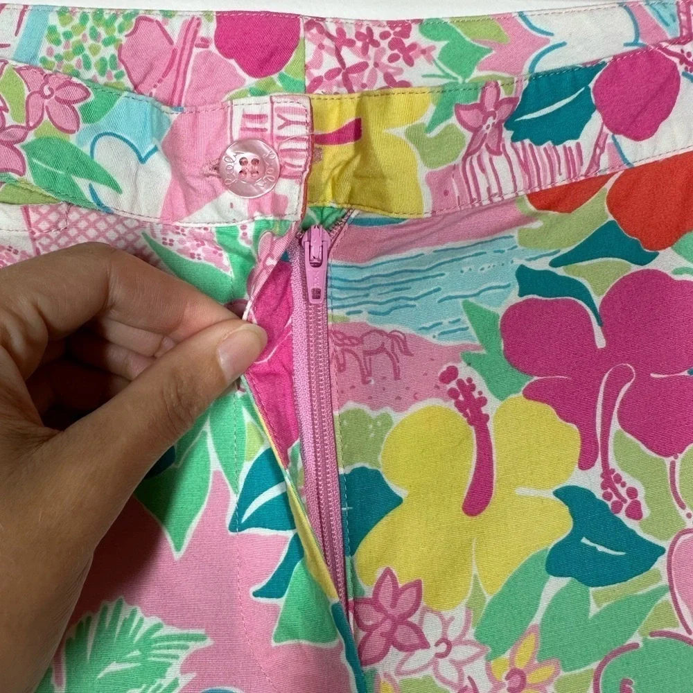 Vintage Lilly Pulitzer Floral Bird Tropical Print Cotton‎ Pants Size 6 - Picture 4 of 7